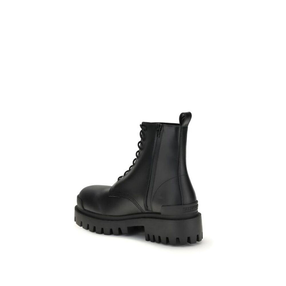 Balenciaga Black Calf Leather Bos Taurus Lace-Up Men's Boots - Picture 3 of 3
